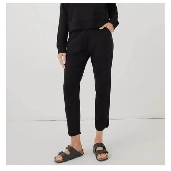 Pact Pants - Pact Size XL Airplane Tulip Hem Organic Cotton Black Pants Travel Lounge Wide Lg